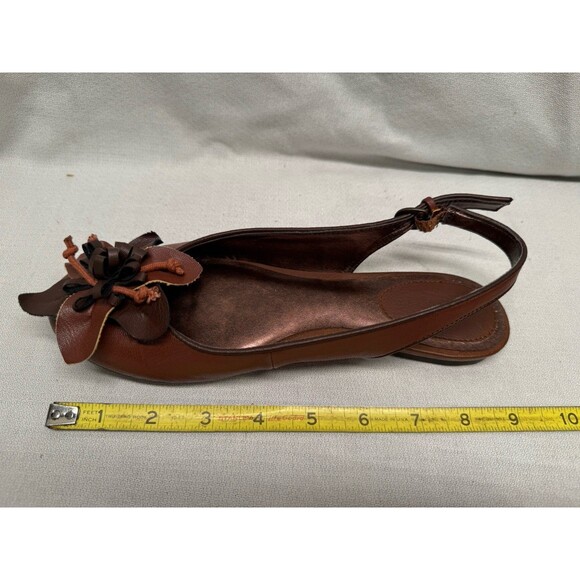 Sam & Libby women’s 6M brown flats open heel flower accent adjustable ankle - Picture 13 of 16